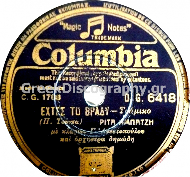 DG-6418 ΕΧΤΕΣ ΤΟ ΒΡΑΔΥ